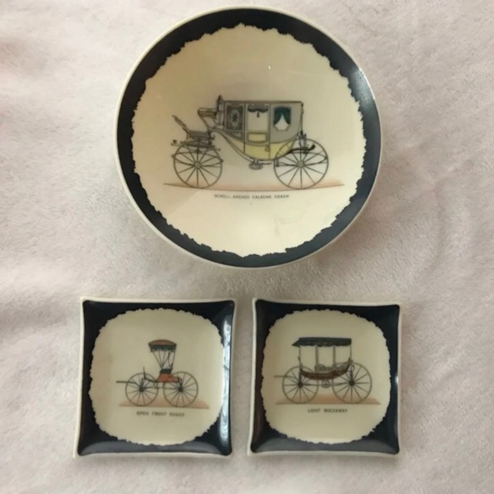 Antique Transportation Decorative Plates and Bowl